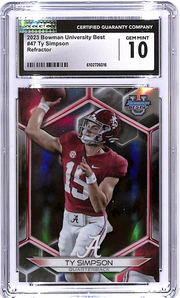 2023 Bowmans Best University Ty Simpson Rookie RC Refractor #47 CGC 10 Alabama