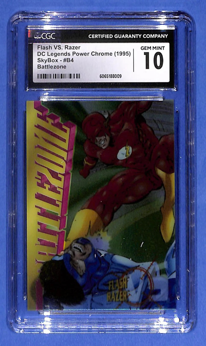 DC LEGENDS POWER CHROME INSERT BATTLEZONE CLEARCHROME CARD B4 FLASH 1995 CGC 10
