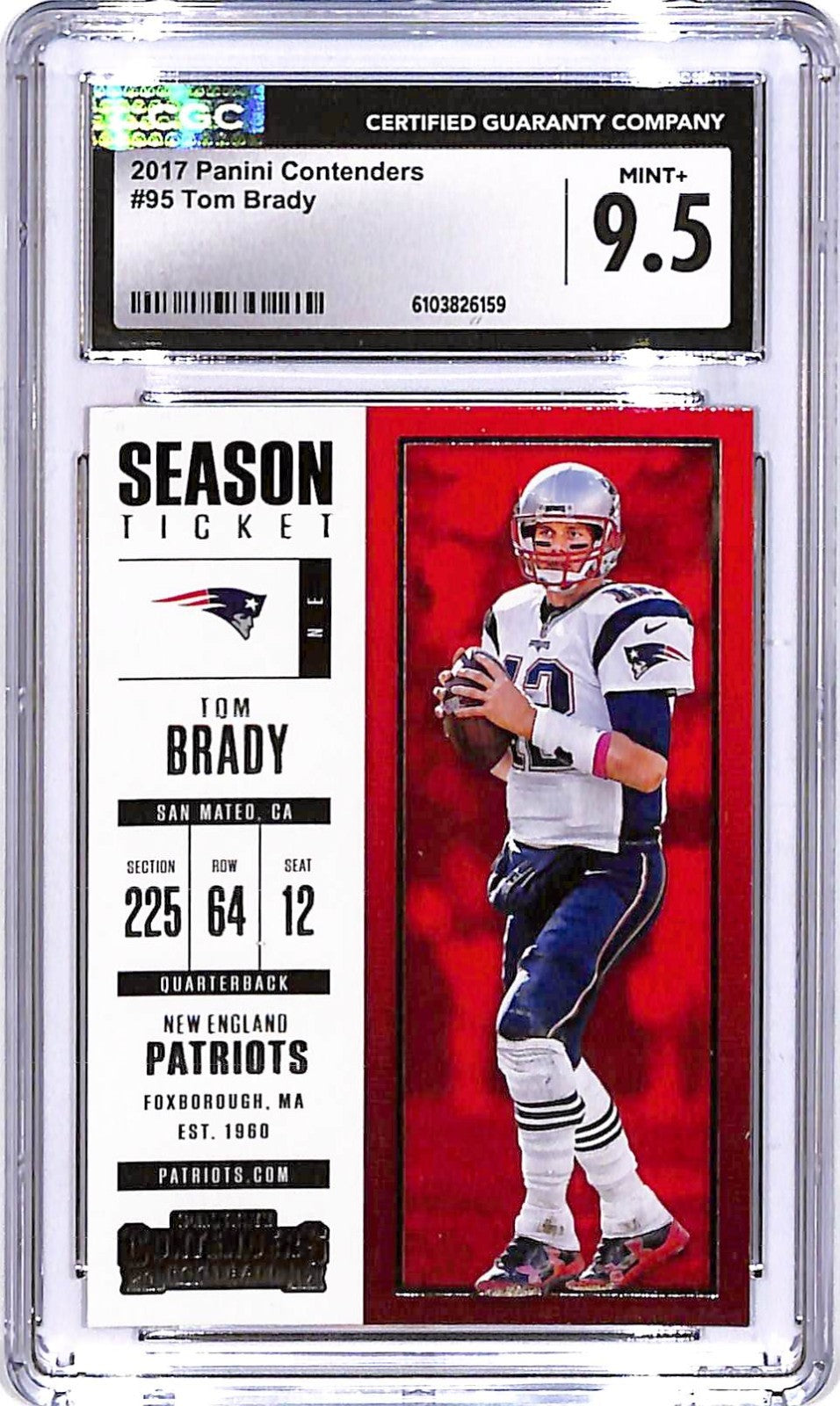 2017 Contenders Tom Brady #95 CGC 9.5 Patriots