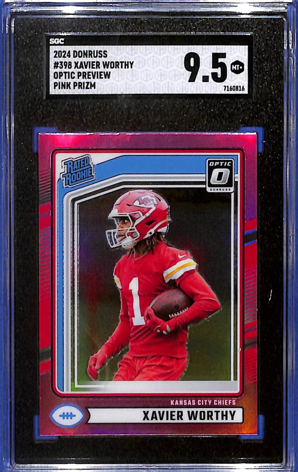 2024 Panini Donruss - Rated Rookie Xavier Worthy #398 Optic Preview Pink Prizm