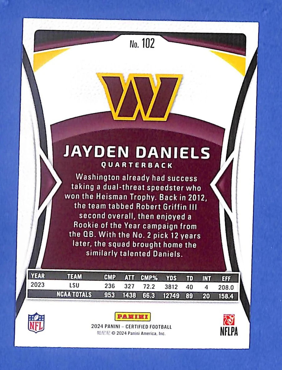 2024 Panini Certified - Rookies Jayden Daniels #102 #274/400 (RC) Commanders