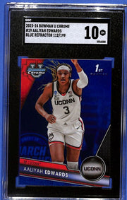 2023-24 Bowman U Chrome Aaliyah Edwards Blue RayWave Refractor #132/199 SGC 10