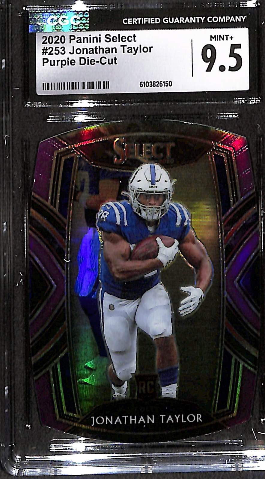 2020 Panini Select Club Level Jonathan Taylor #253 Purple Prizm Die-Cut CGC 9.5