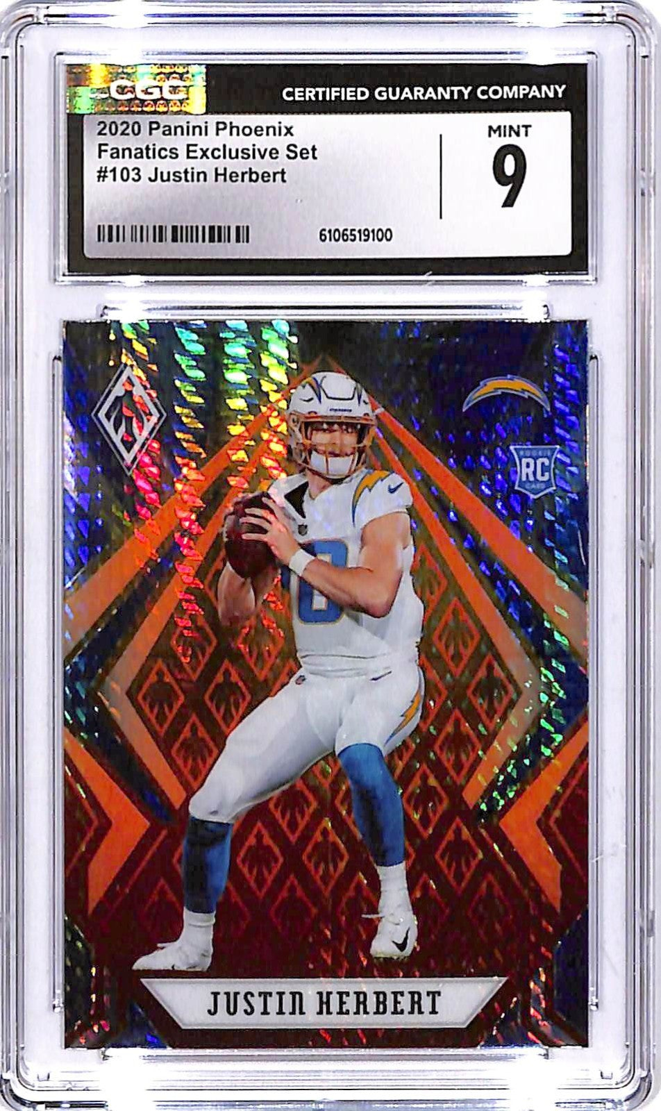 2020 Chronicles Justin Herbert Rookie RC Fire Burst CGC 9 Chargers