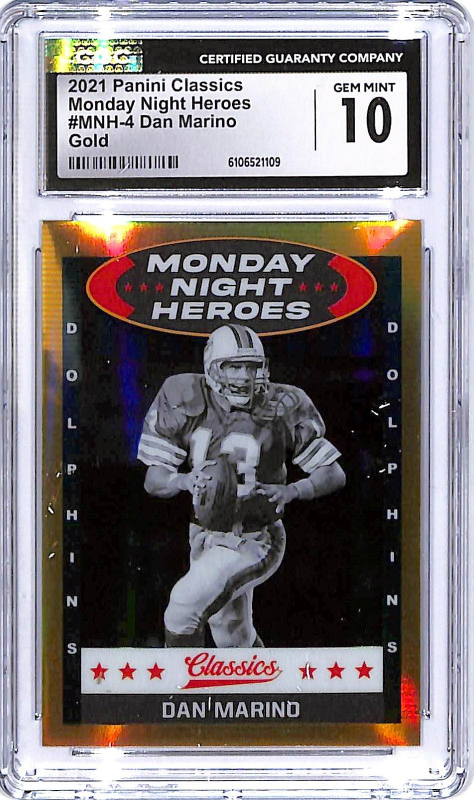 2021 Classics Dan Marino Monday Night Heroes Gold /75 CGC 10 Dolphins