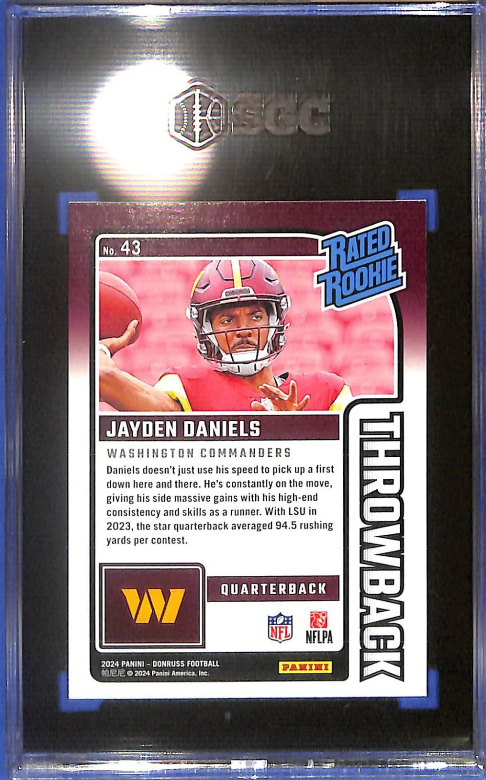 2024 Donruss Jayden Daniels Throwback Rookie RC SGC 10 #43 Commanders