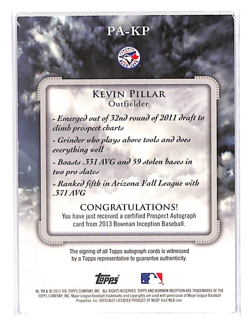 2013 Kevin Pillar Bowman Inception Prospect Autographs - PA-KP