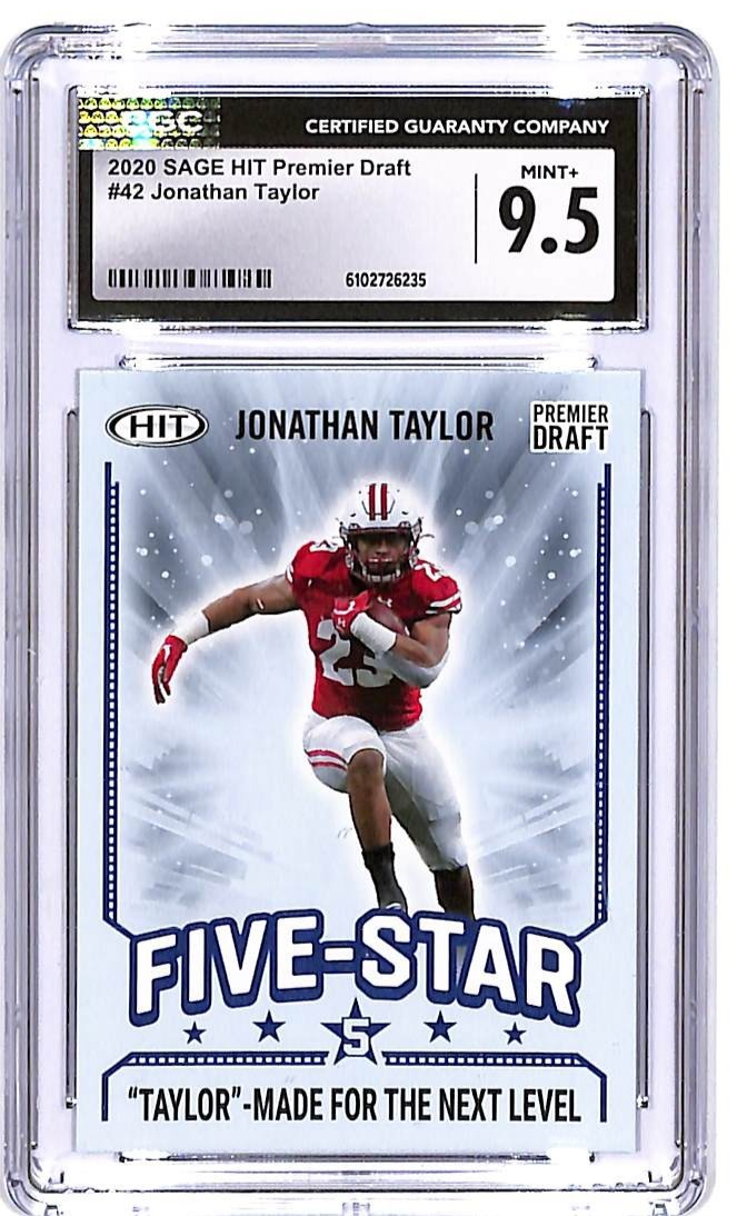 2020 Sage Hit Premier Draft Jonathan Taylor Rookie RC #42 CGC 9.5