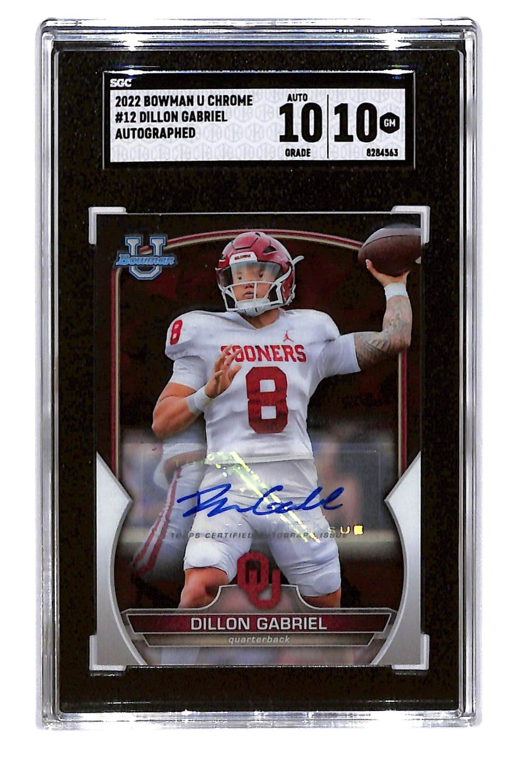 2022 Bowman U Chrome Prospect Autographs Dillon Gabriel #12 Auto SGC 10/10 Auto