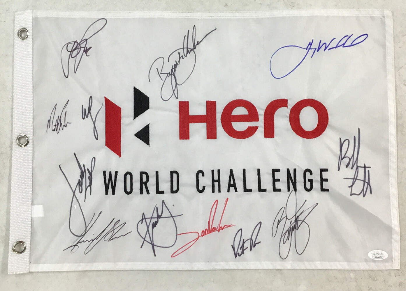 2019 Hero World Challenge Signed Golf Flag JSA COA - Spieth Rose Watson Woodland