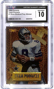 1996 Drew Bledsoe and Troy aikman Pinnacle Team Pinnacle #1 CGC Mint 10