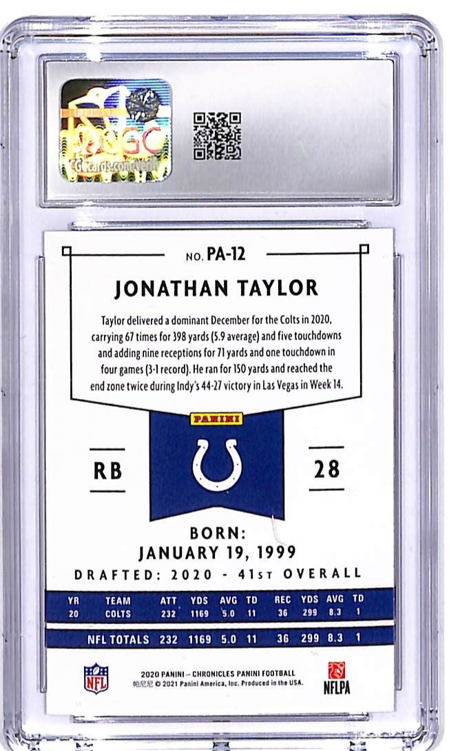 2020 Chronicles Jonathan Taylor Panini Rookie RC Teal #12 CGC 9.5 Colts