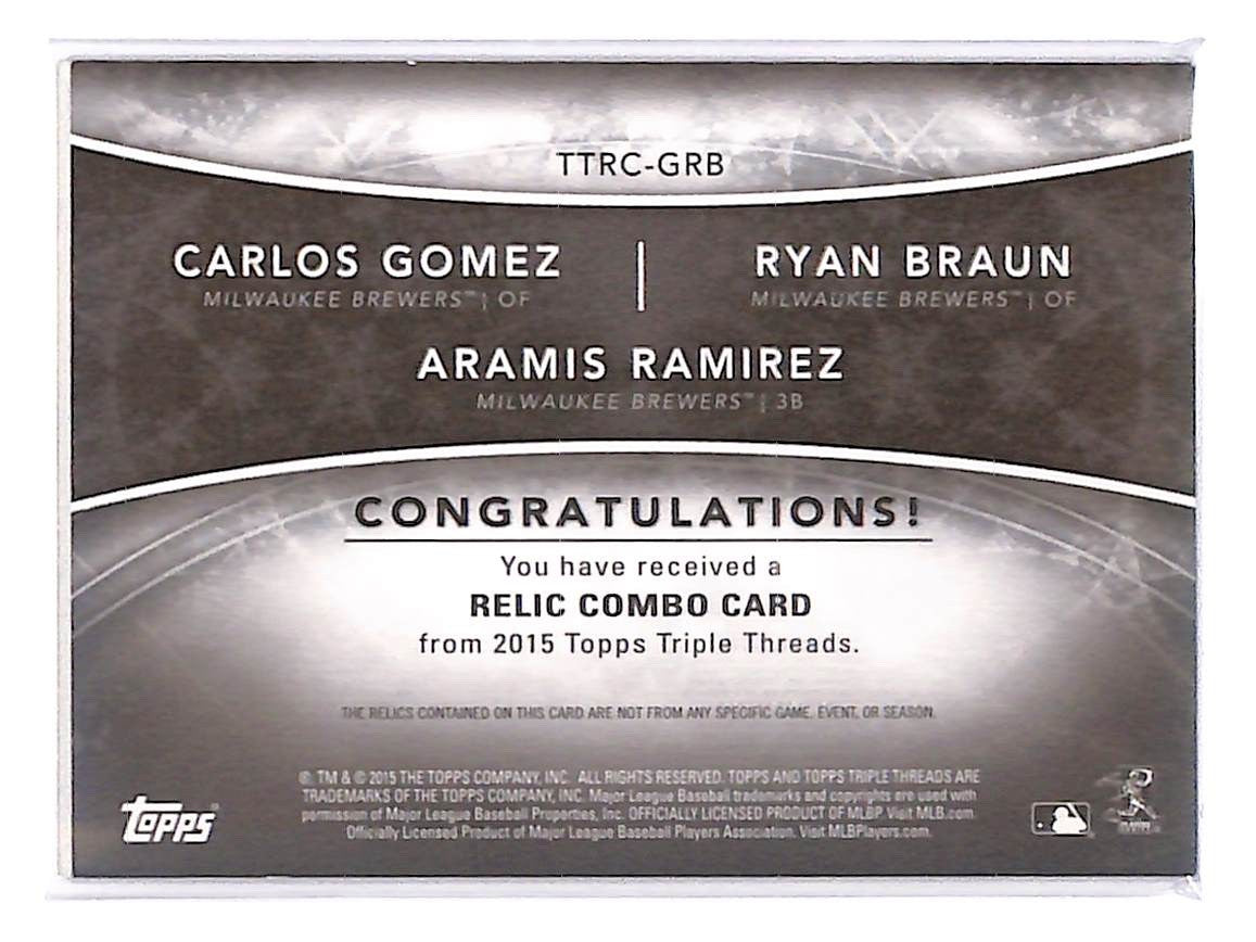 2015 Gomez, Braun, Ramirez Topps Tier One Long Ball - TTRC-GRB #29/36
