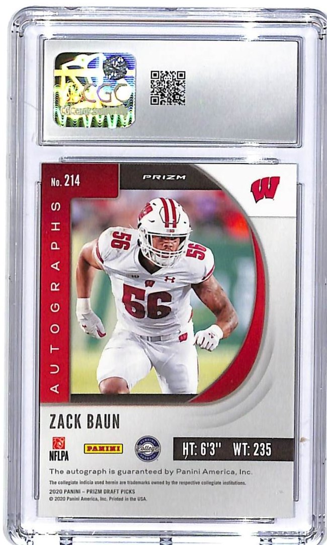 2020 Prizm Draft Picks Zack Baun Auto Autograph Rookie RC Silver CGC 10 Eagles