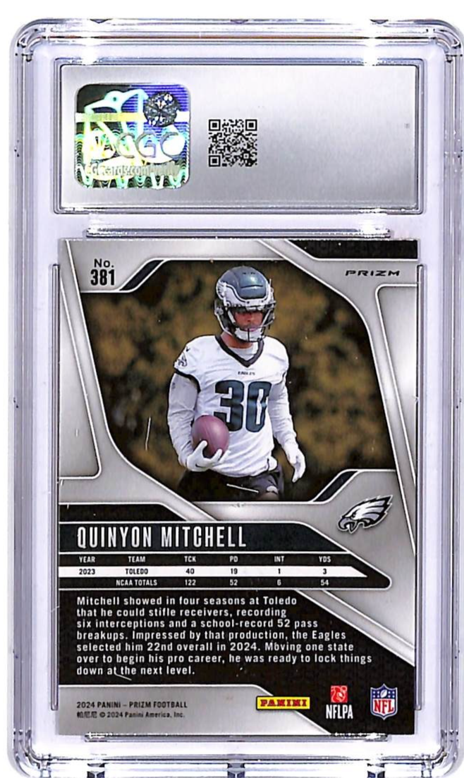 2024 Prizm Quinyon Mitchell Rookie RC Disco #381 CGC 10 Eagles