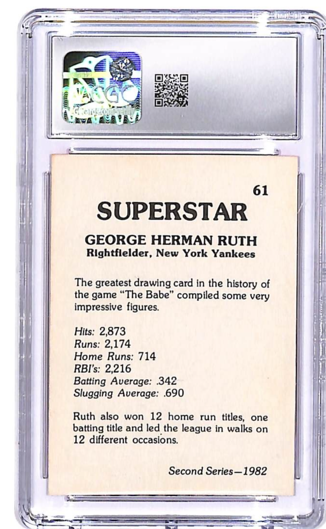 1982 TCMA Superstars Second Series Babe Ruth #61 CGC 8 Yankees
