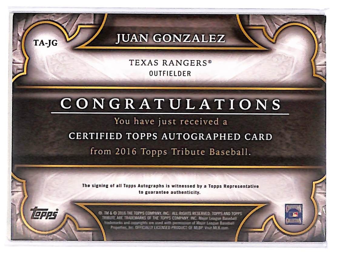 2016 Juan González Topps Tribute Autographs - TA-JG #57/199