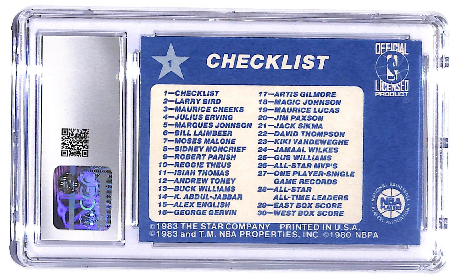 1983 Star NBA All-Star Game - Julius Erving #1 CGC 7 HOF Philadelphia 76ers