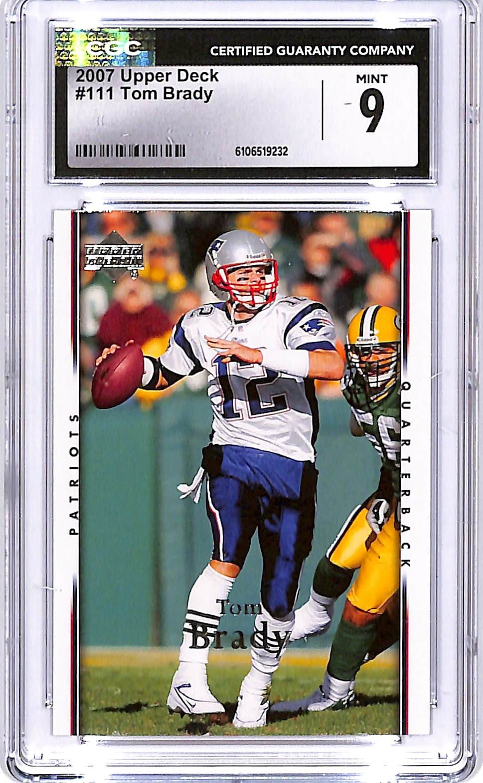 2007 Upper Deck Tom Brady #111 CGC 9 Patriots