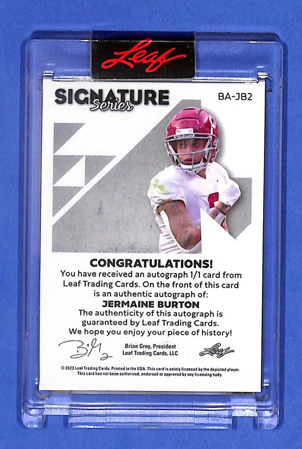 2023 Leaf Signature Series Jermaine Burton #BA-JB2 Neptune #1/1 (AU, RC)