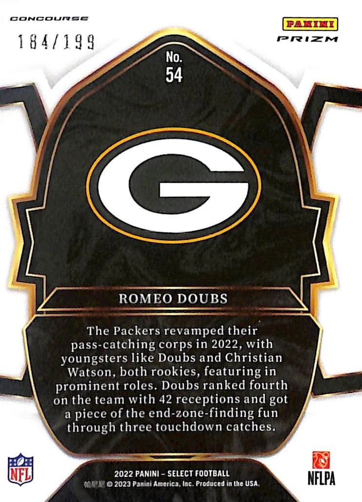2022 Panini Select - Concourse Romeo Doubs #54 Blue Prizm /199 (RC) GB PACKERS