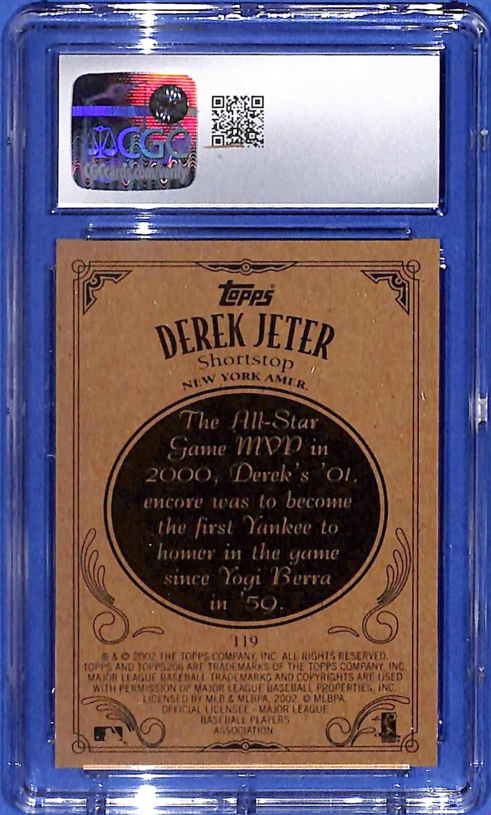 2002 Topps 206 - Derek Jeter #119 CGC 10 Gem Mint Hall of Famer New York Yankees
