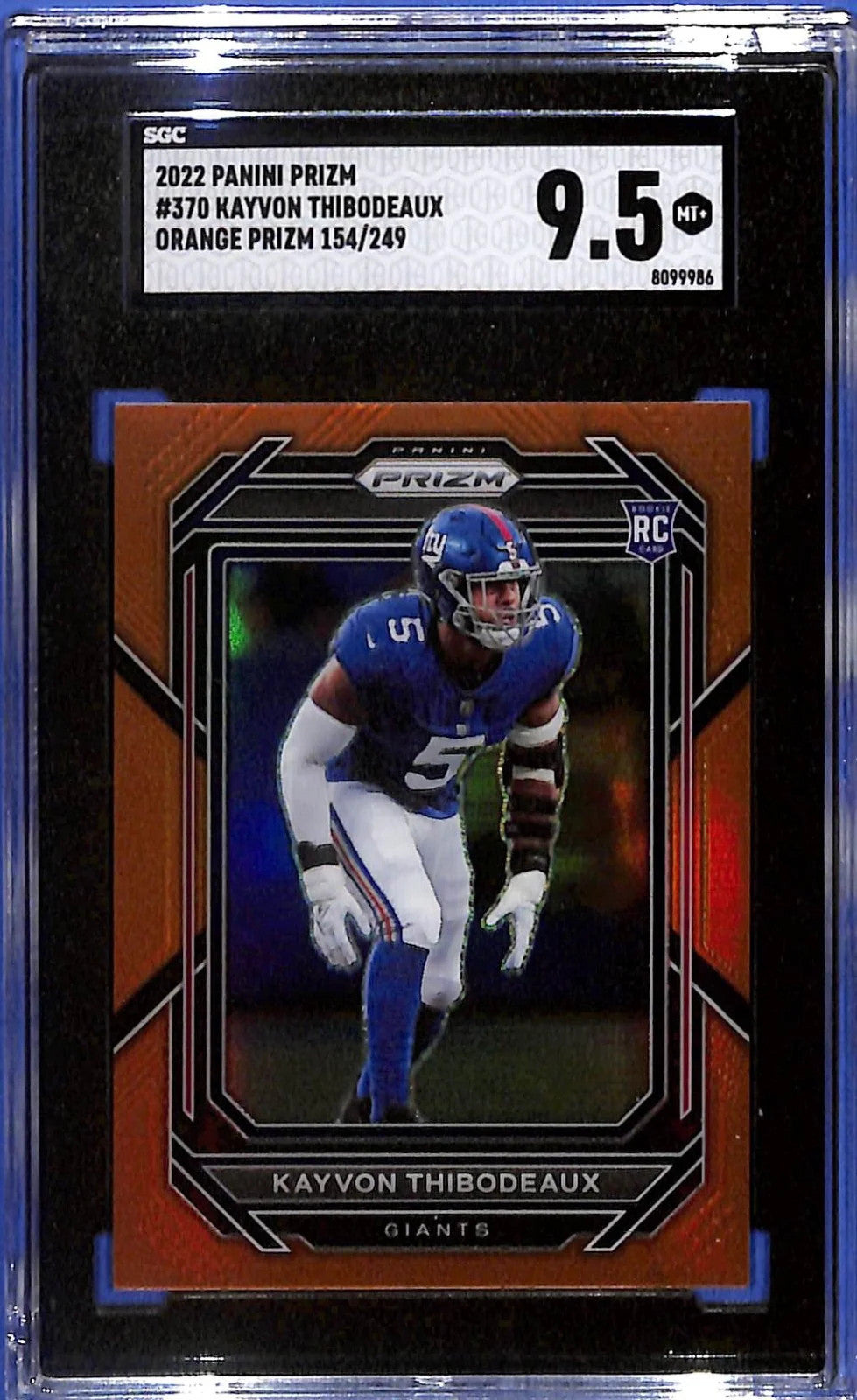 2022 Kayvon Thibodeaux Panini Prizm #370 Orange Prizm (RC) #154/249 SGC 9.5