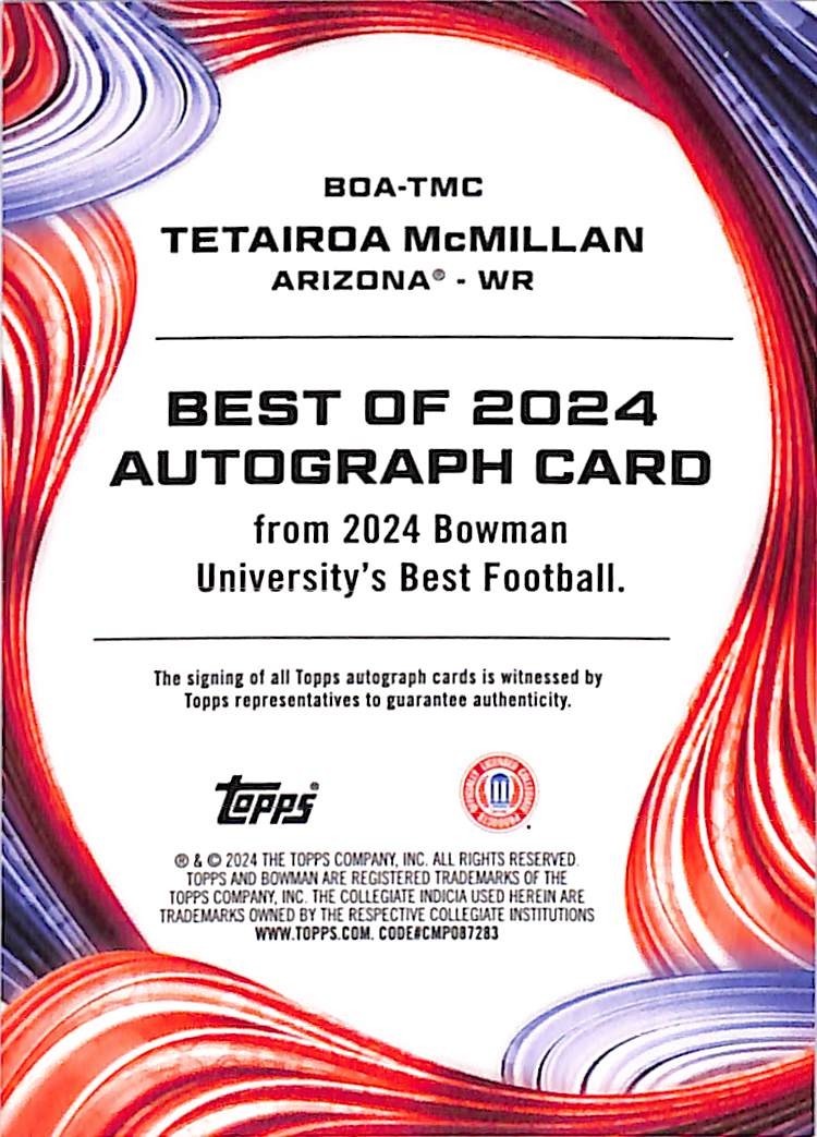2024 Bowmans Best University Tetairoa McMillan Auto Autograph Rookie Yellow /75