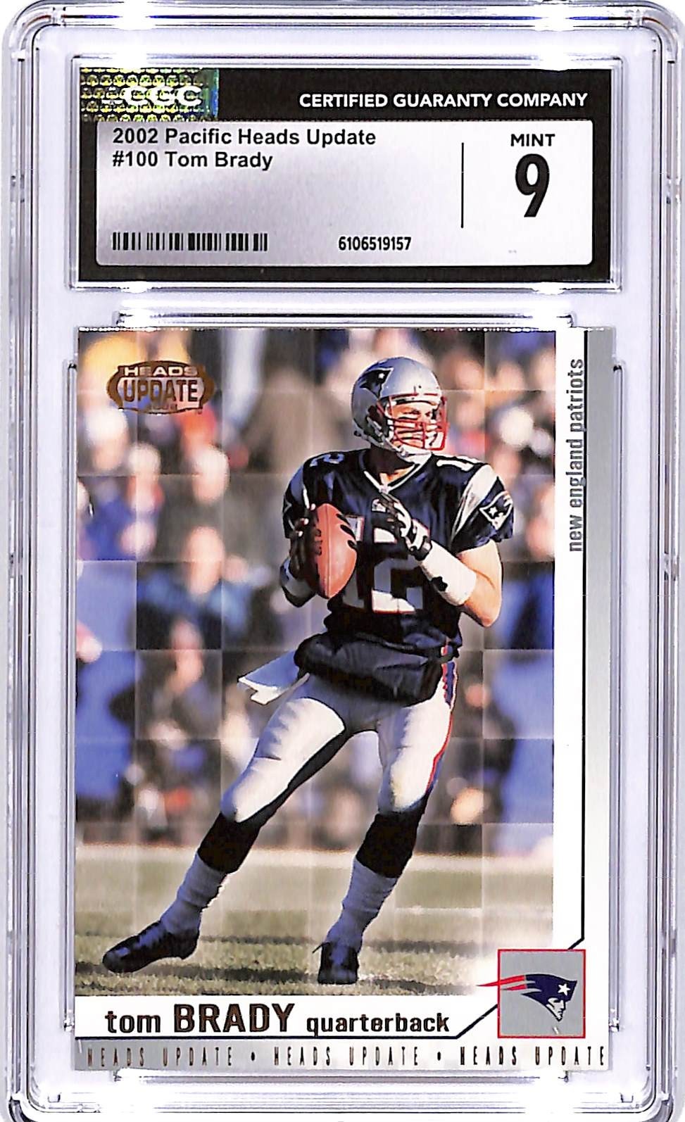 2002 Pacific Heads Update Tom Brady #100 CGC 9 Patriots