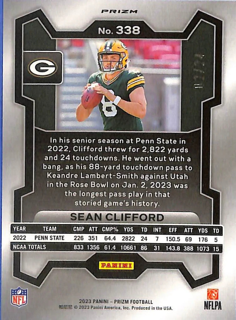 2023 Prizm Sean Clifford Rookie RC Gold Sparkle /24 Packers