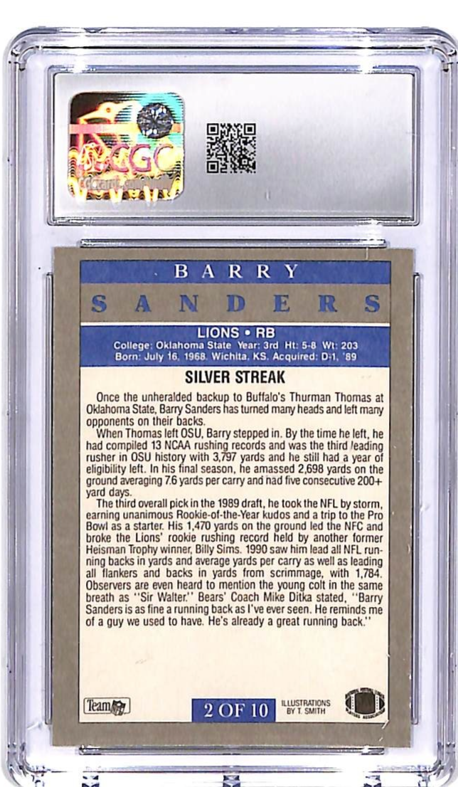 1991 Fleer Barry Sanders Pro Visions #2 CGC 9.5 Lions