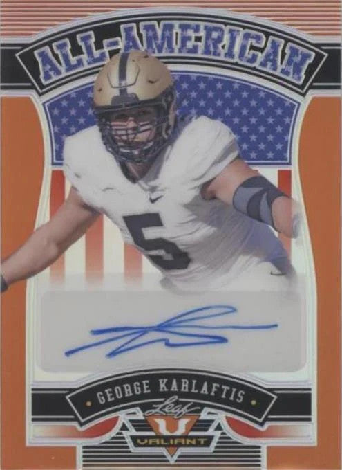 2022 Leaf Valiant - All-American George Karlaftis #AA-GK1 Orange #14/25 (AU, RC)