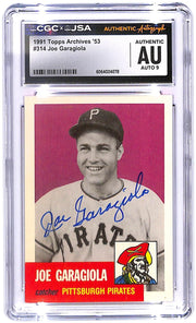 1991 Joe Garagiola Topps Archives 1953 Set - #314 CGC - JSA Authentic Auto 9