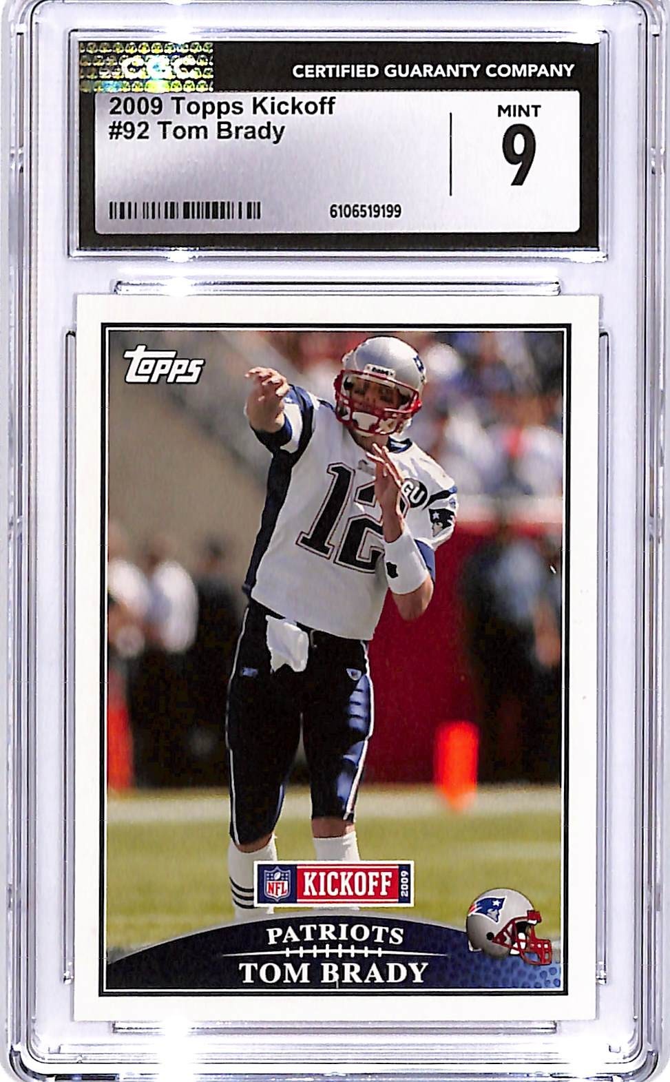 2009 Topps Kickoff Tom Brady #92 CGC 9 Patriots