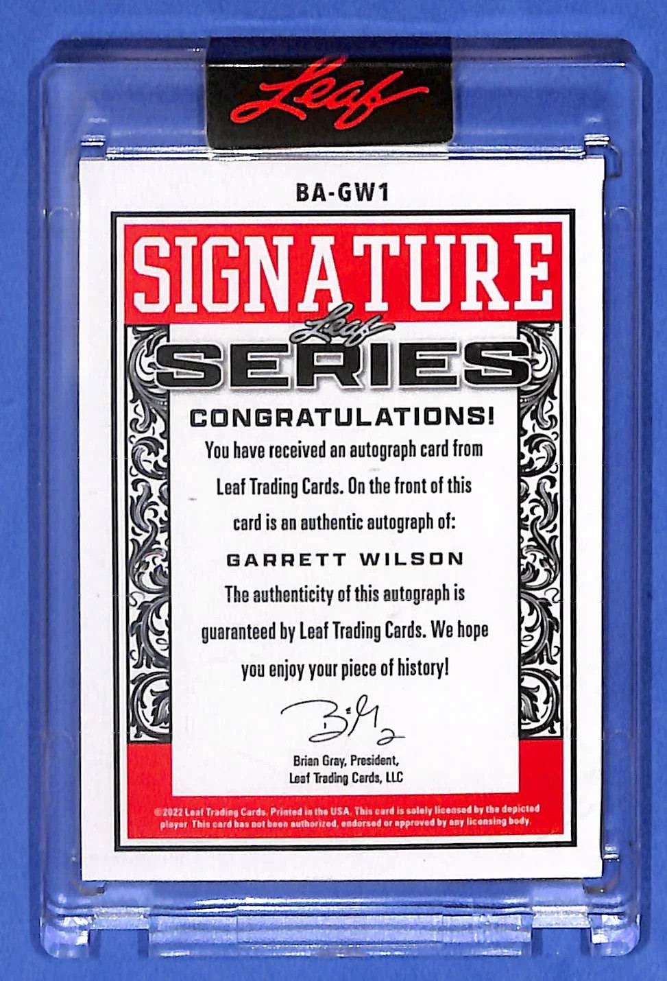 2022 LEAF Signature Series - Garrett Wilson 1/1 AUTOGRAPH