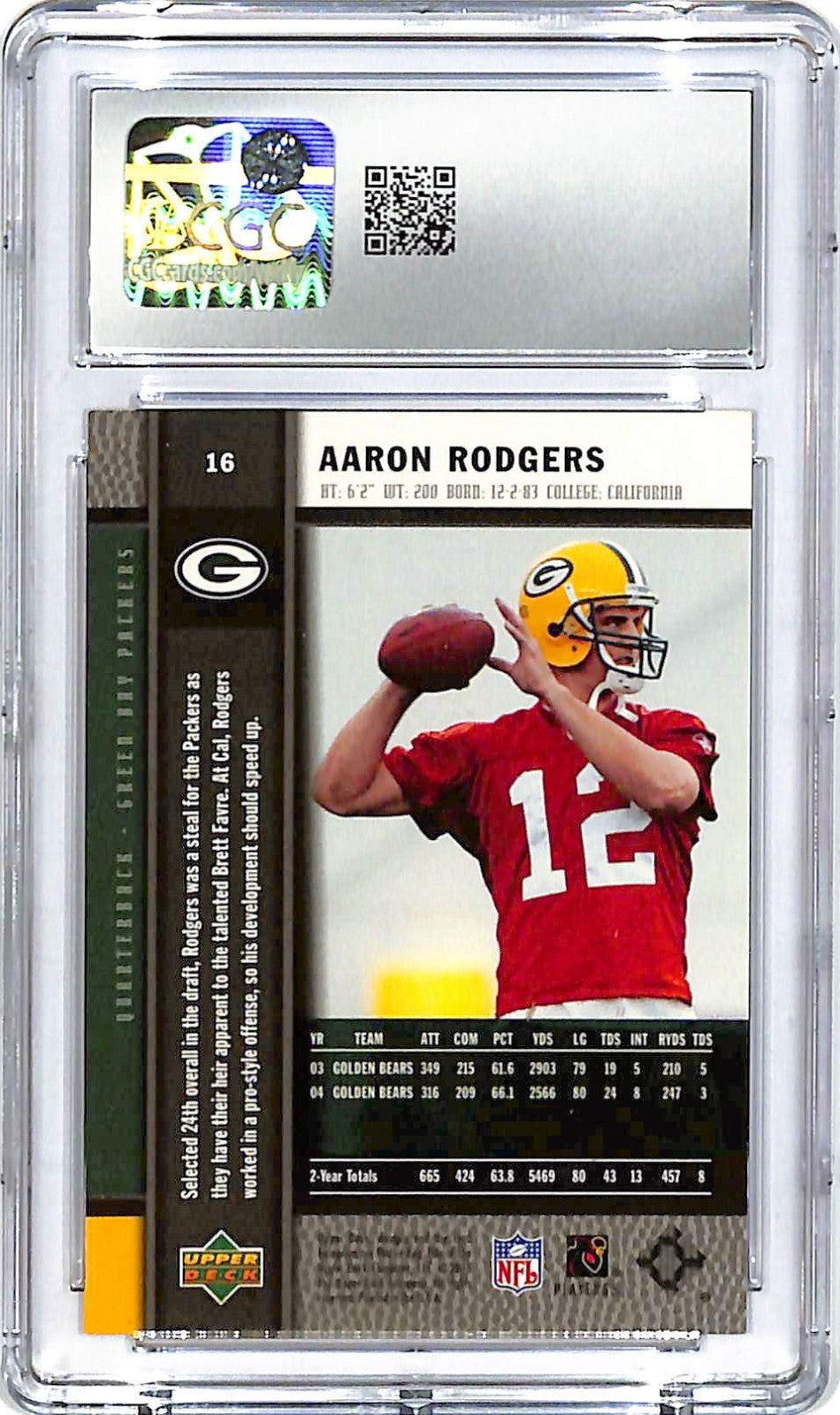2005 Upper Deck Rookie Premier Aaron Rodgers RC CGC 10 #16 Packers