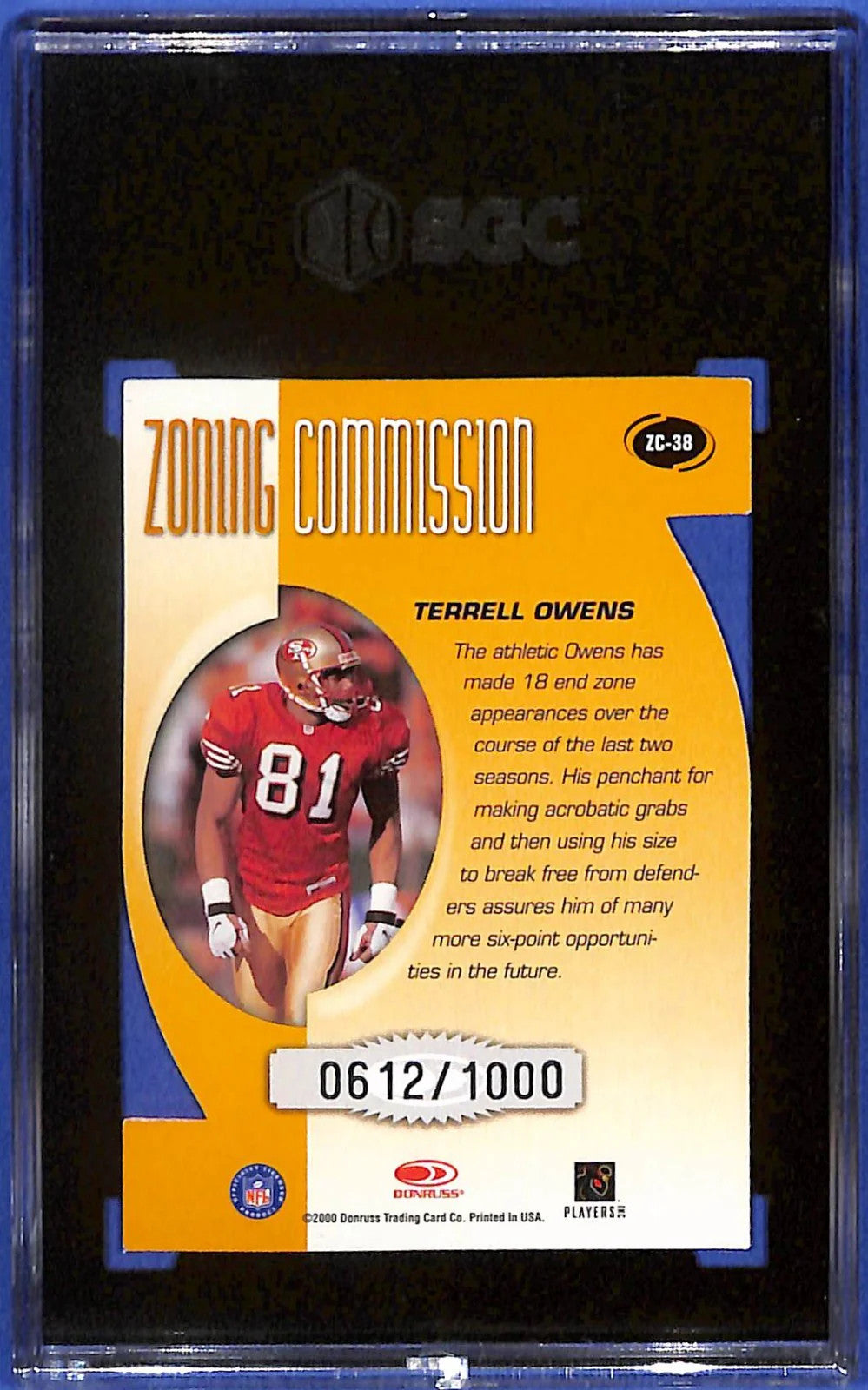 2000 Donruss - Zoning Commission Terrell Owens #ZC-38 #612/1000 SGC 8.5 49ers