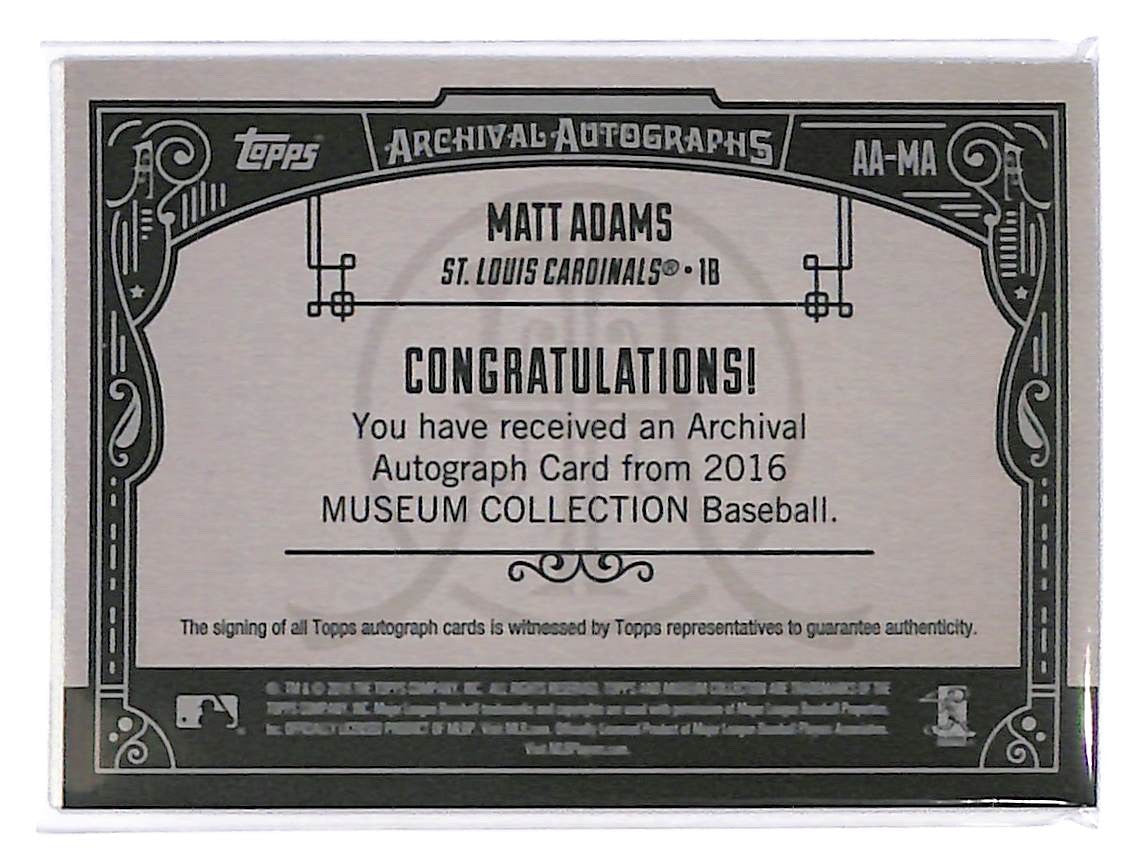 2016 Matt Adams Topps Museum Collection Archival Auto - AA-MA #165/199