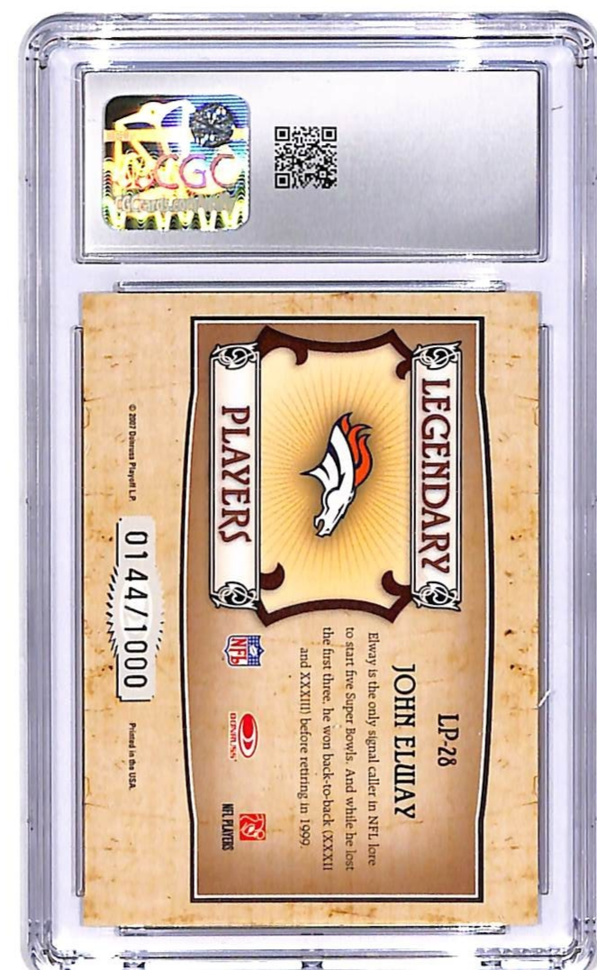 2007 Donruss Classics John Elway Legendary Players Bronze /1000 #28 CGC 10
