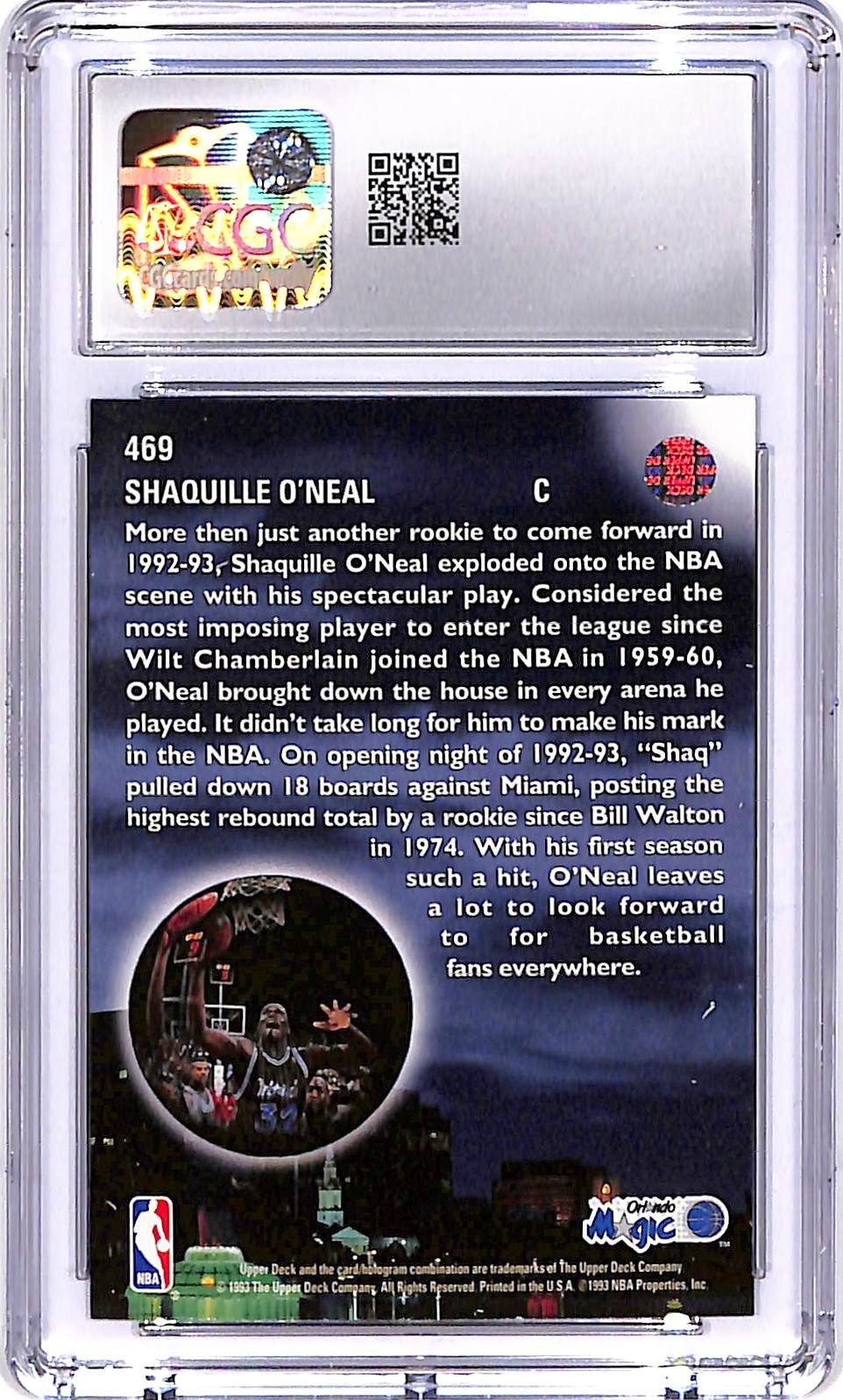 1993-94 Upper Deck Shaquille O'Neal #469 Skylights CGC 9.5 Magic