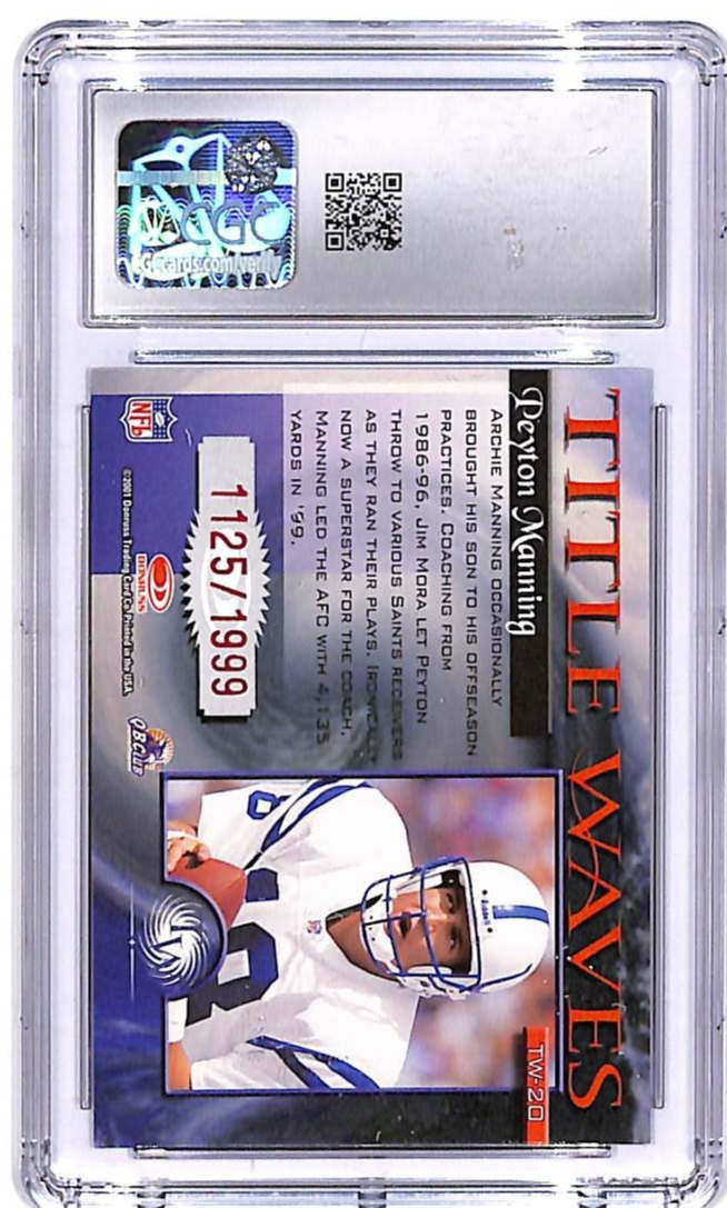 2001 Donruss Elite Peyton Manning Title Waves /1999 CGC 10 Colts