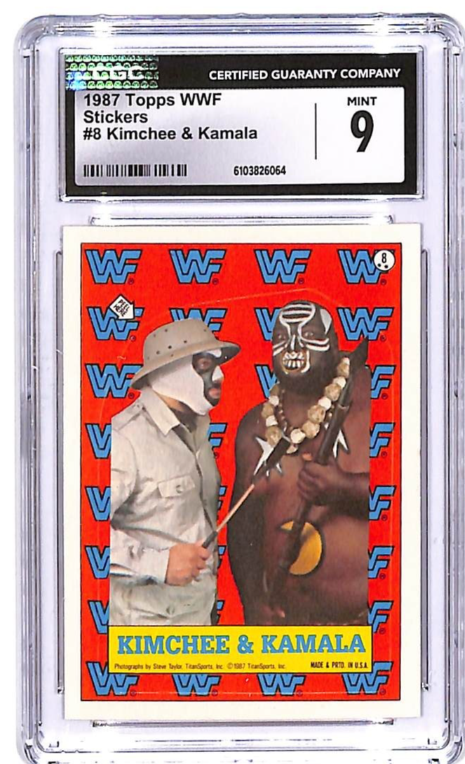 1987 Topps WWF Kimchee and Kamala Sticker #8 CGC 9