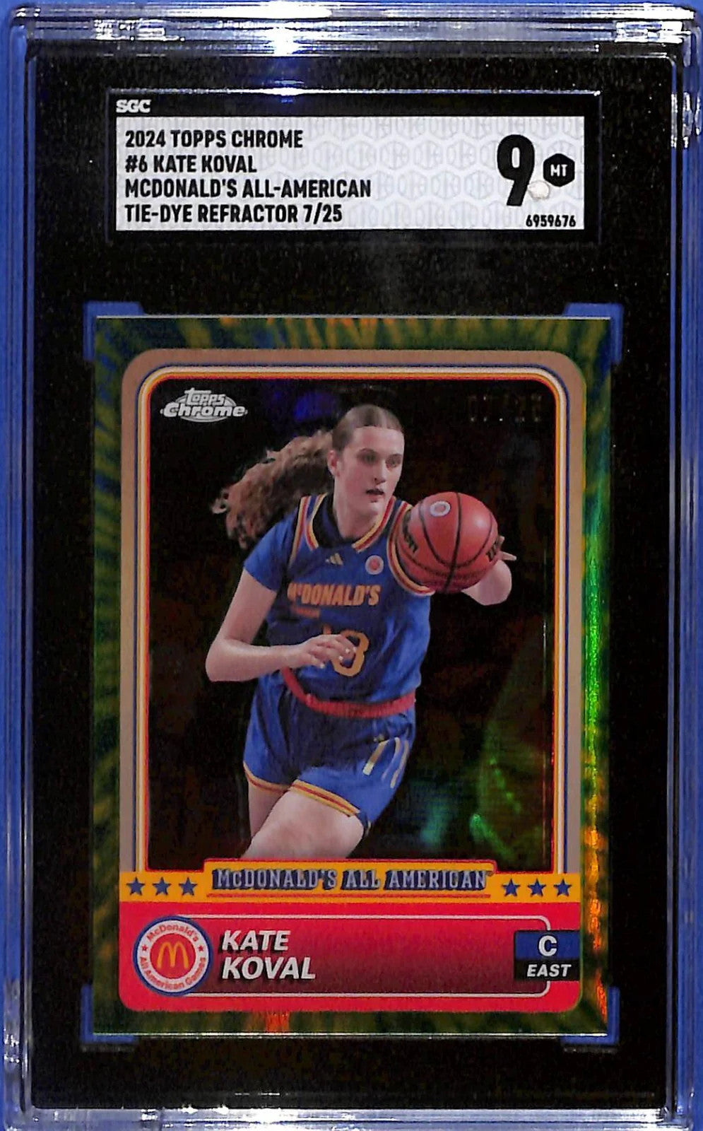 2024 Topps Chrome Mcdonald's A.A. Kate Koval #6 Tie-Dye Refractor #7/25 SGC 9