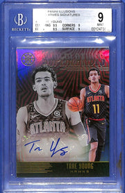 2019/20 Panini Illusions Superlatives Signatures Green Trae Young #/5 Beckett 9