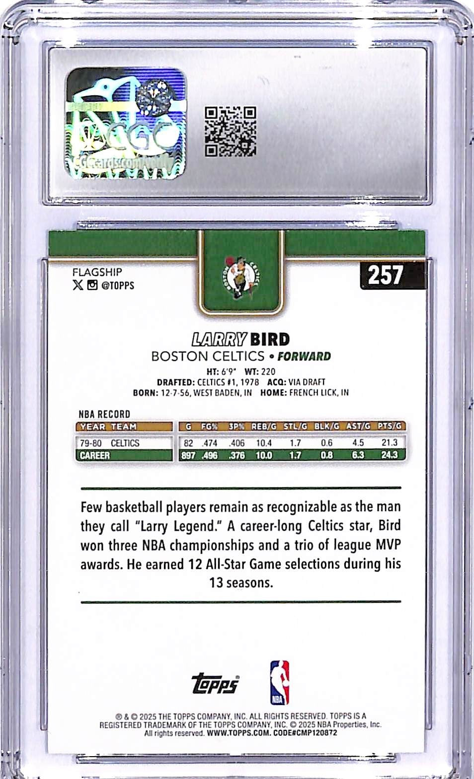 2025-26 Topps Larry Bird Blue Sandglitter #257 CGC 10 Celtics