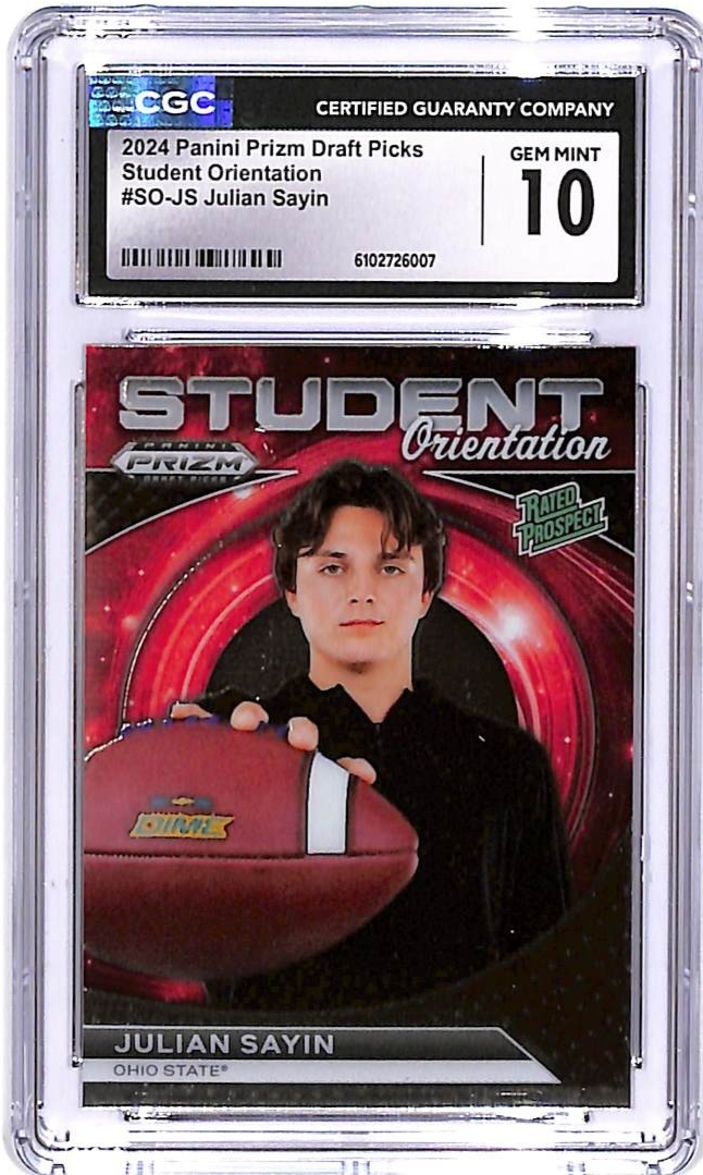 2024 Prizm Draft Picks Julian Sayin Rookie RC Student Orientation CGC 10
