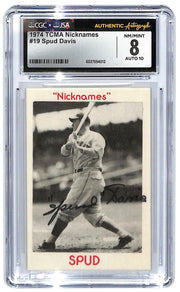 1974 TCMA Spud Davis "Nicknames" - #19 Auto CGC 8 - JSA Authentic Auto 10