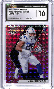 2020 Mosaic Jonathan Taylor Rookie RC Camo Pink #216 CGC 10 Colts