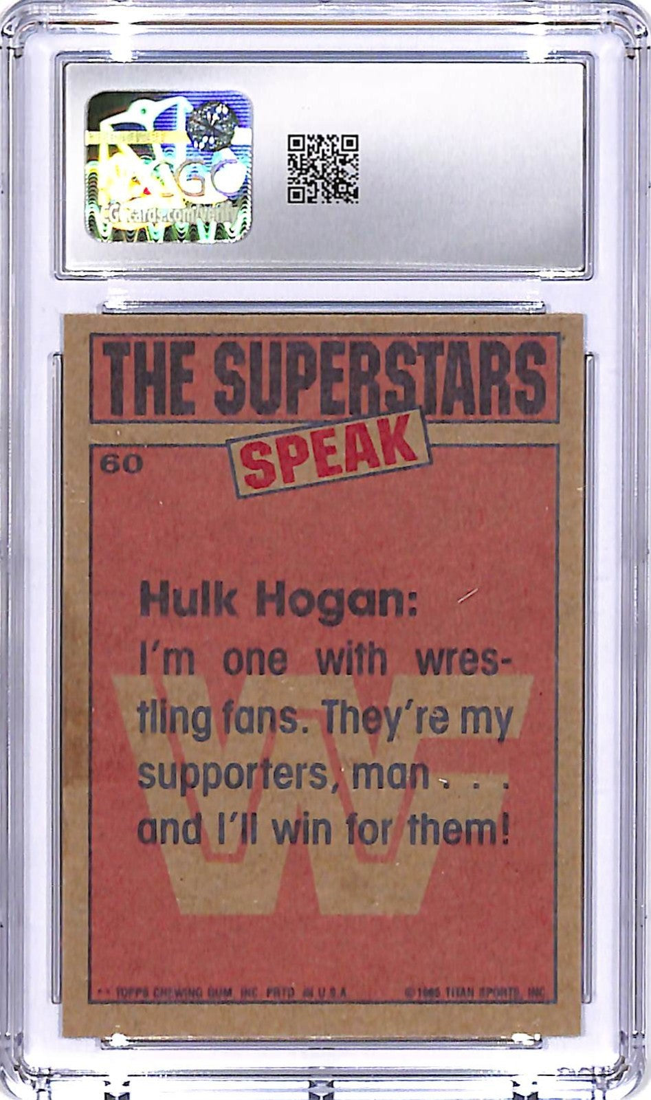 1985 Topps WWF Hulk Hogan #60 CGC 9.5