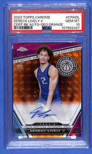 2023 Dereck Lively II Topps Chrome Rookie Auto Orange CRA-DL # 22/25 PSA 10